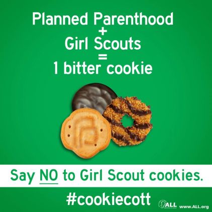A flyer encouraging a boycott of girl scout cookies