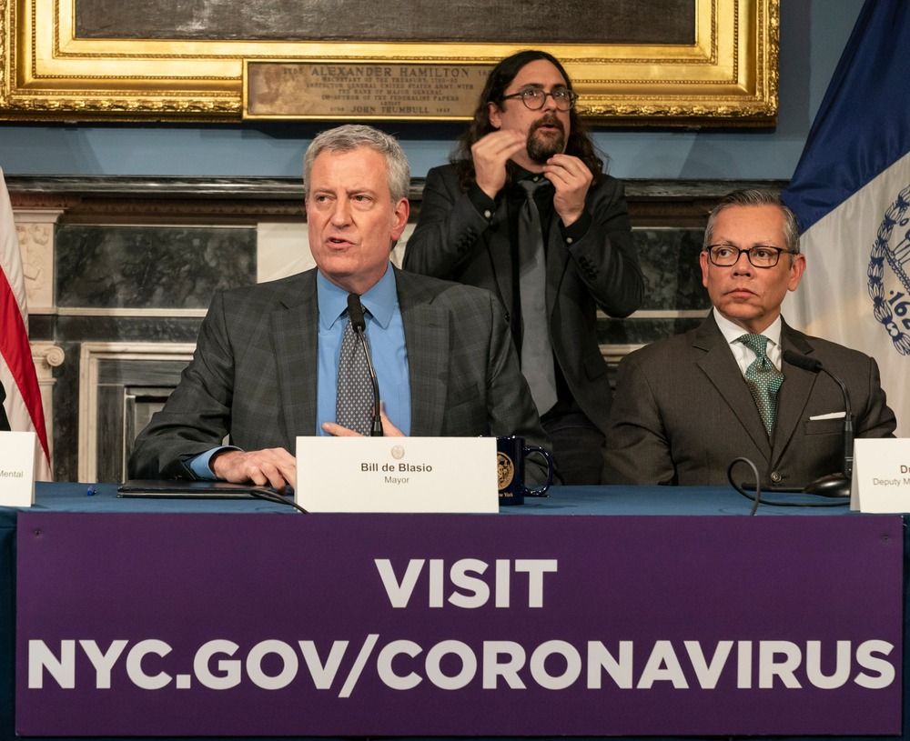 NYC Mayor de Blasio holding corinavirus press conference