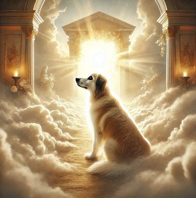 A dog at the gate to heaven