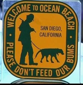 A sign instructing people not to feed the homeless.