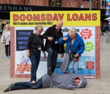 People protest against predatory payday loans