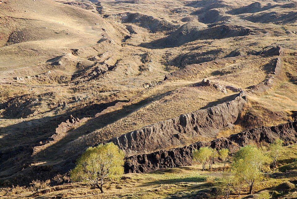 The boat-shaped Durupinar geological formation in eastern Turkey, viewed from above.