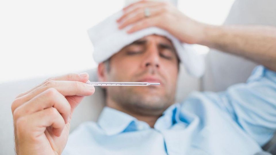 A man suffering from the flu