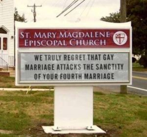 An Episcopal Church sign promoting marriage equality.