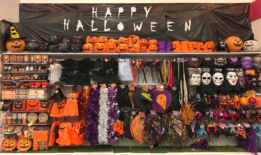 A Halloween store selling decorations and costumes