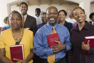 A happy church congregation.