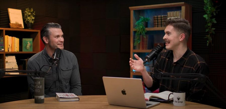 joshua haymes and pete hegseth together on podcast