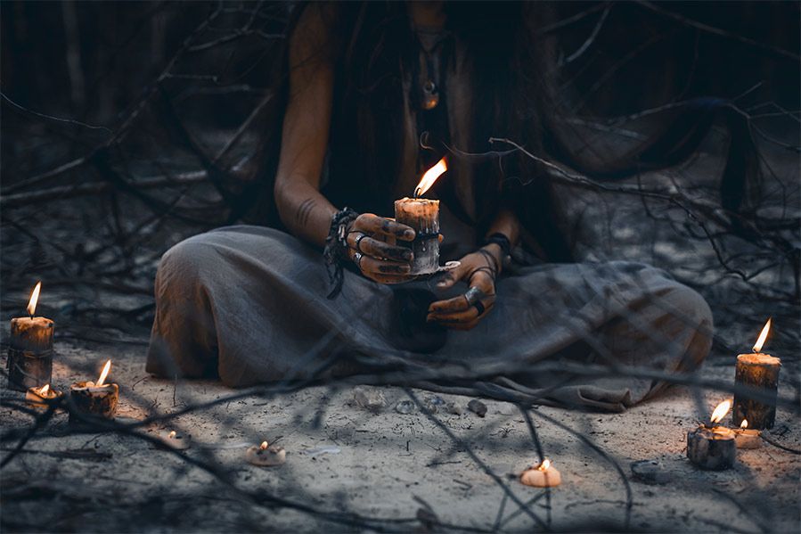 A witch casting a hexing spell