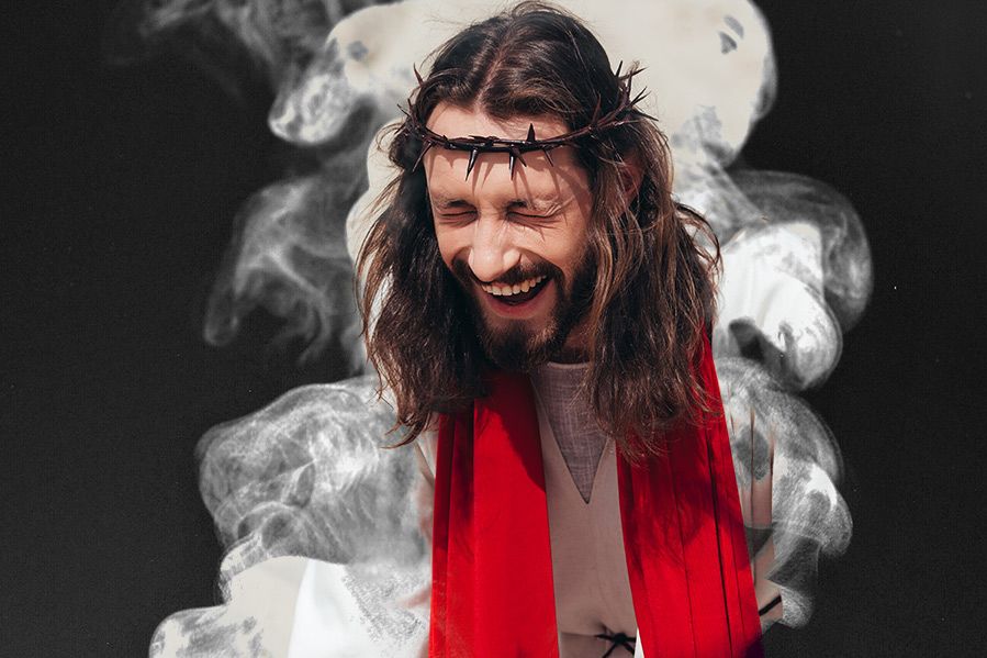 Jesus laughing while high