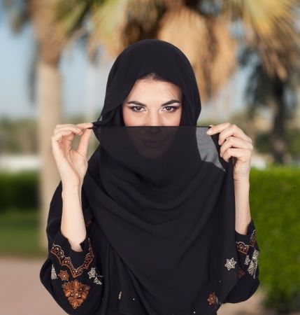Woman wearing black hijab
