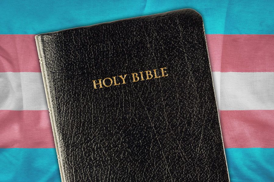 holy bible on transgender flag