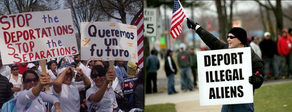 People protesting the deportation of illegal immigrants