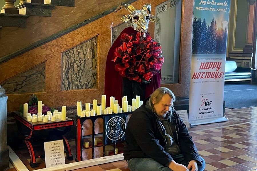 Satanic baphomet display in iowa state capitol building