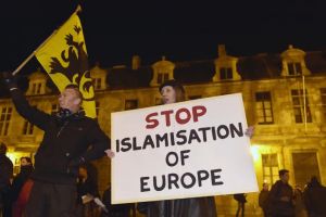 Women protesting for the protection of European culture