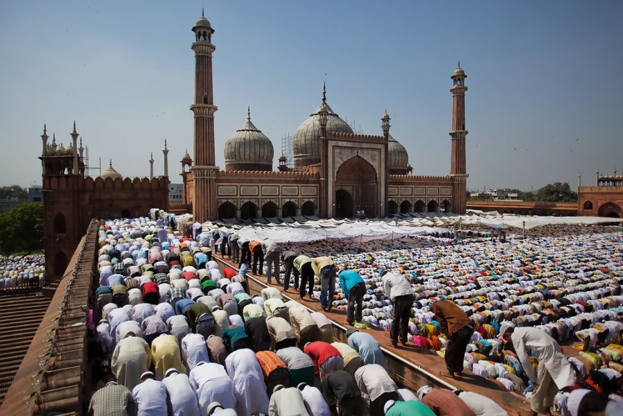 Followers of Islam pray during Ramadan