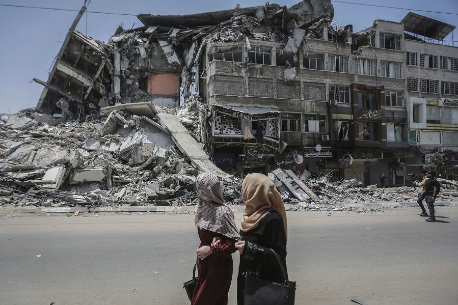 A bombed building in Gaza