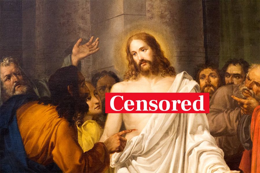 Jesus with censor bar covering chest