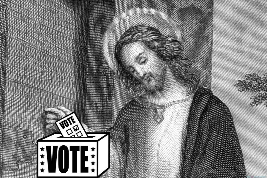 Jesus casting a vote