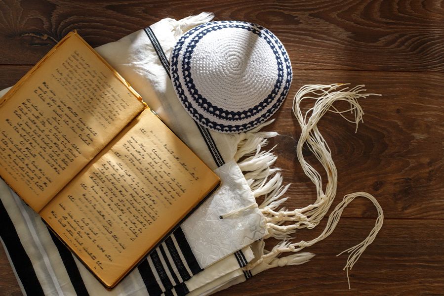 jewish worship supplies on table