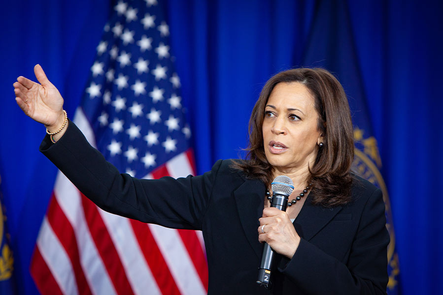 Kamala Harris at a 2020 campaign event