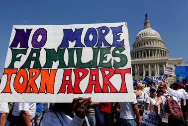 A sign protesting deportation