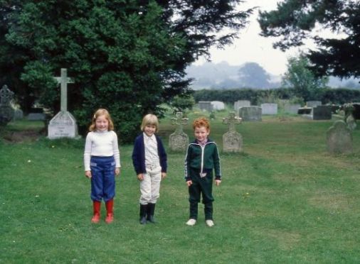Kids in a graveyard
