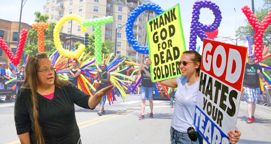 Westboro Baptist Church protesting Kim Davis.