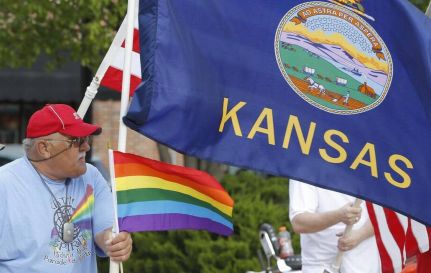 A pro-LGBT protest in Kansas