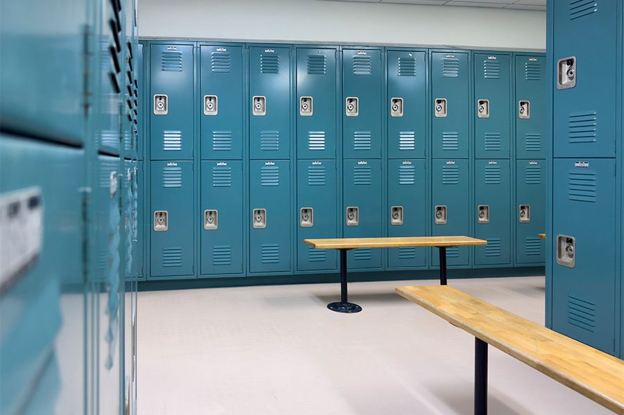 empty high school locker room