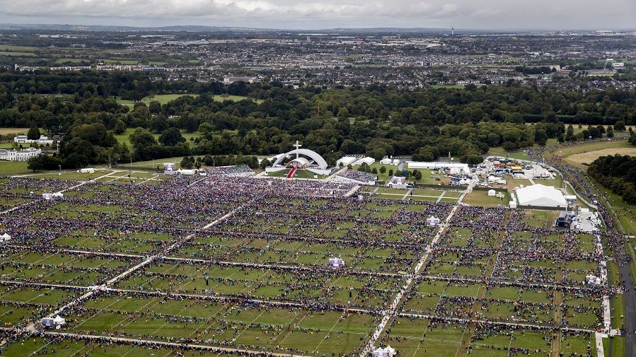 Pope Francis speaks to a smaller than expected crowd in Dublin