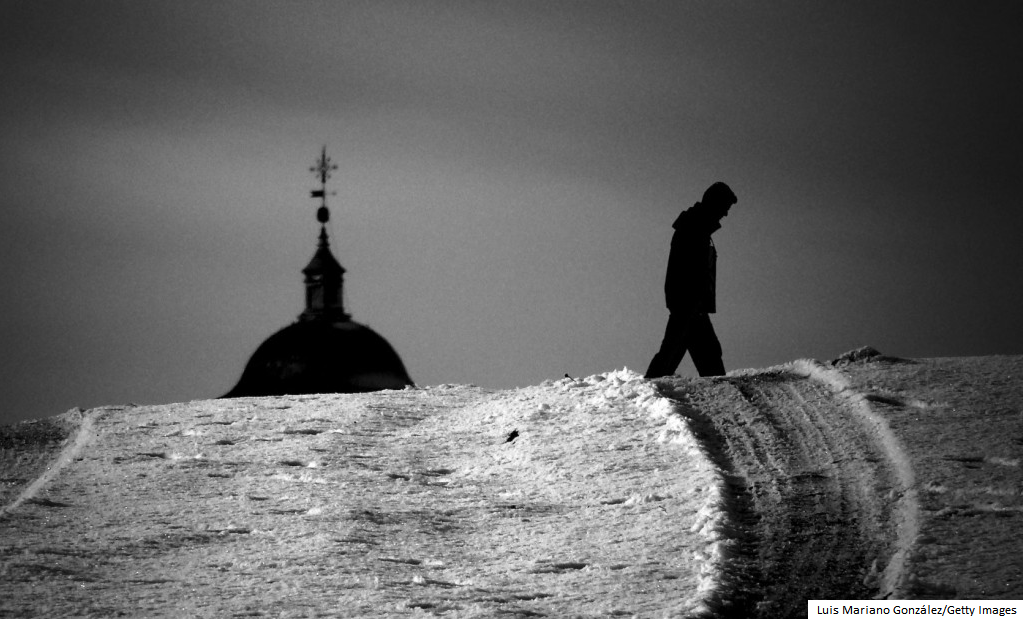 A man walking away from church