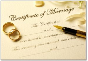 marriage cert and rings