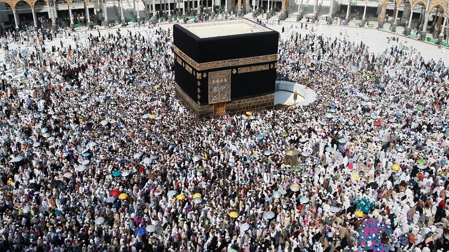 Crowds descend on Mecca during hajj.