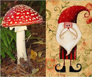 Santa next to a magic mushroom