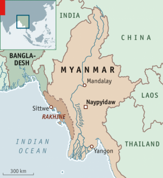 A map of Myanmar