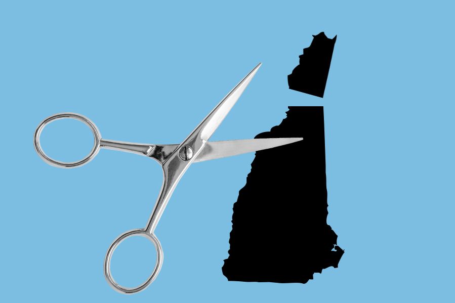 scissors cutting tip of new hampshire, depiction of circumcision