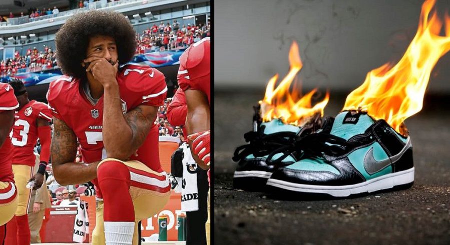 Nike shoes on fire with Colin Kaepernick