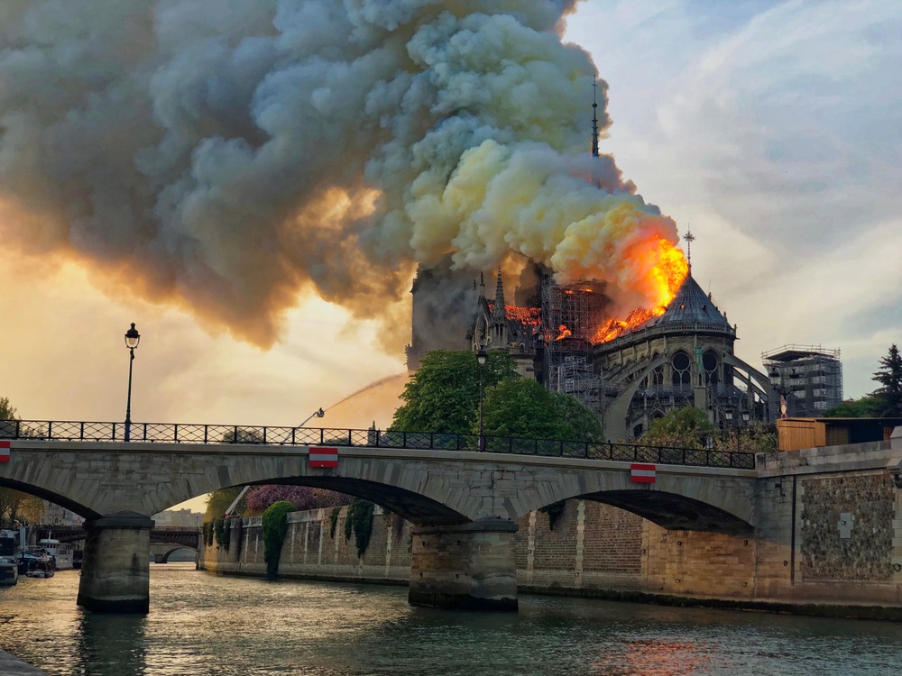 Notre Dame Cathedral burning