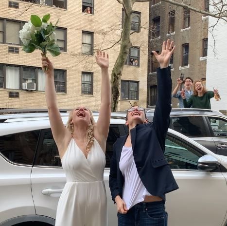 Couple celebrates social distancing wedding in NYC