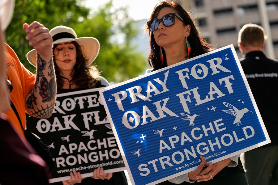native american protesters protesting sale of oak flat