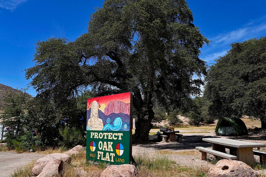 protect oak flat sign in desert