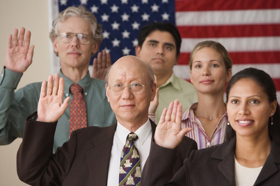 Taking the oath of citizenship