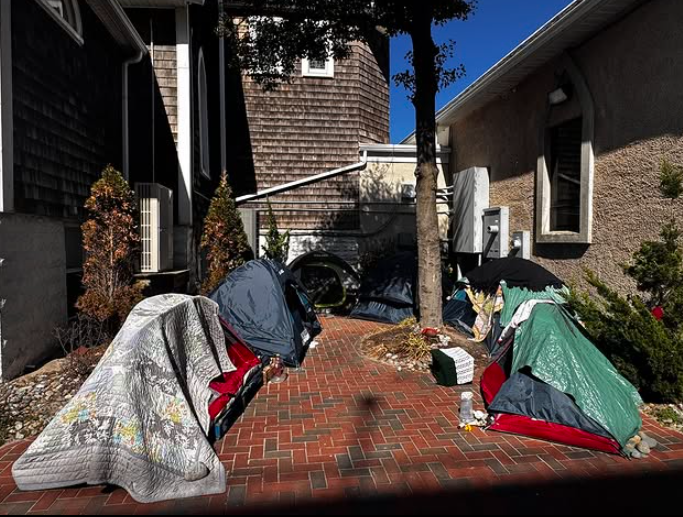 Tents outside of St. Paul By the Sea Episcopal Church in Ocean City, Maryland