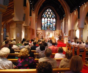 A congregation of people in church