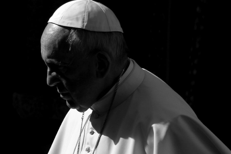 pope francis in black and white