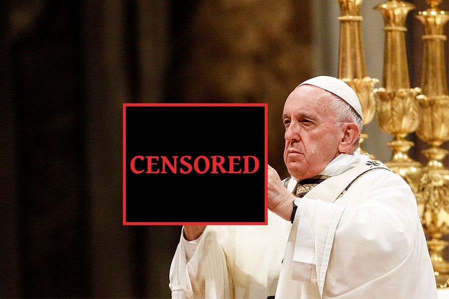 Pope Francis with censor bar over hands