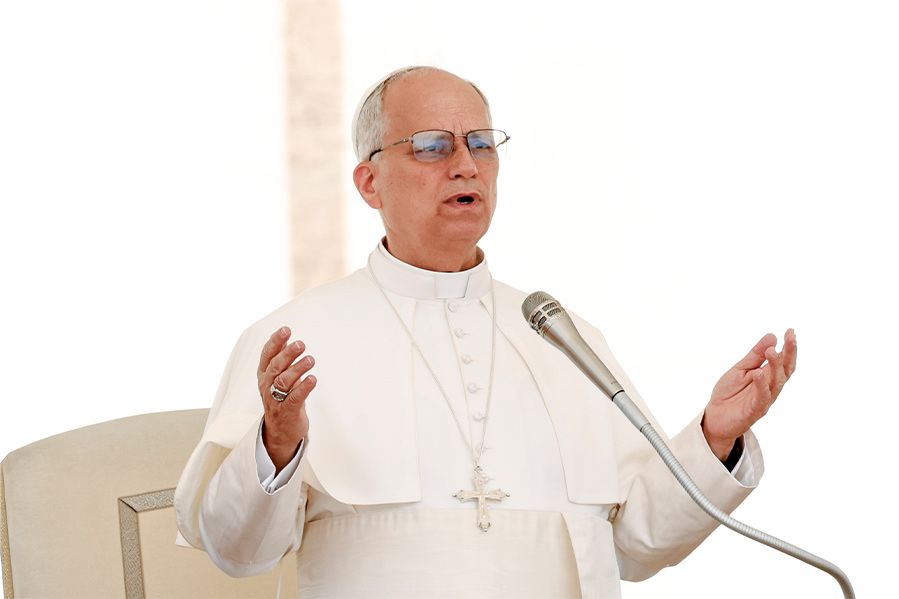 pope leo giving a speech at the vatican