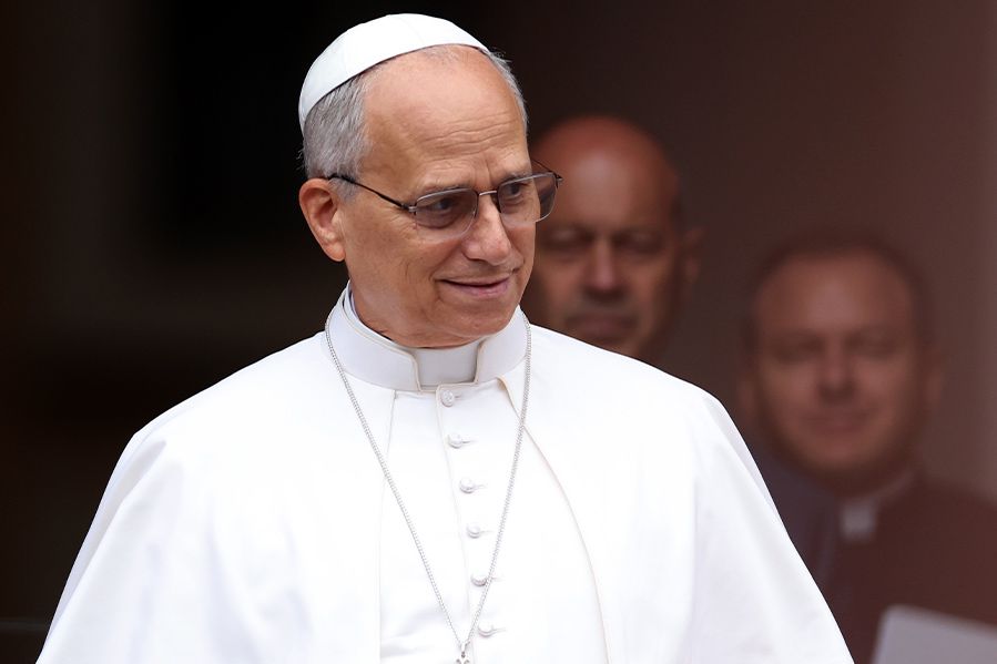 pope leo walking at vatican