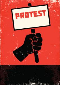 red protest sign