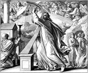 Psalms Psalmist David Playing Hebrew Harp Music for Babylonian Captors Universal Life Church, ULC, Bible
